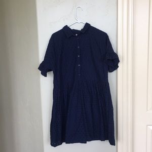 short blue dress write buttons